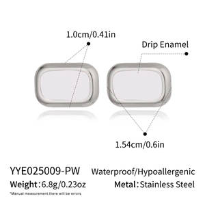 Detailed size and specs of rectangular drip enamel stainless steel stud earrings