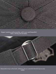Detailed view of the vintage distressed baseball cap adjustable strap and metal buckle