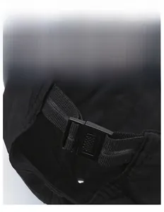Adjustable plastic buckle and strap on back of black quick-dry outdoor baseball cap