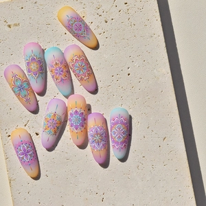 Autocollants de Pochoir d'Aérographe d'Art d'Ongle Ajourés Mandala Papillon Floral Bohème Outil de Modèle de Manucure DIY Pour la Décoration d'Ongles de Femmes