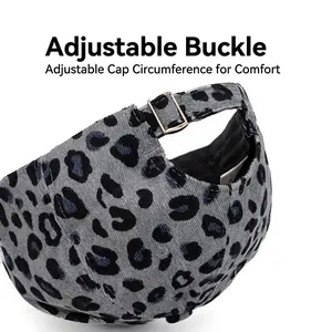 Men's leopard corduroy baseball cap with adjustable metal buckle back closure
