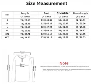 Detailed size measurement chart for men's jacquard sweatshirt in centimeters and inches
