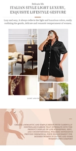 Collage di pigiami in raso nero per donna con lussuosa trama di seta e uno stile elegante