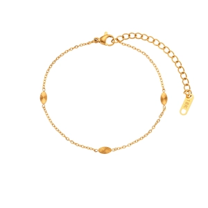 Minimalist 18K gold plated stainless steel chain bracelet with oval sunburst charms