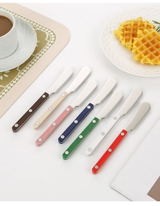 Set of 304 stainless steel butter knives with colorful ABS handles in seven assorted colors