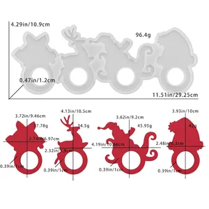 DIY Christmas napkin ring silicone mold with reindeer, Santa, and bow tie designs