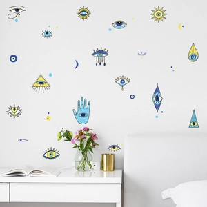 Bohemian wall decals with Mystic Eye symbols for bedroom wall decor and beautification