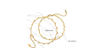 Vue détaillée de la chevillère double couche en plaqué or 18K avec longueur 20+5cm