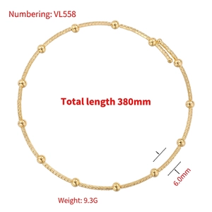 Minimalist 18K gold plated choker necklace with 6.0mm polished metal beads and 380mm length