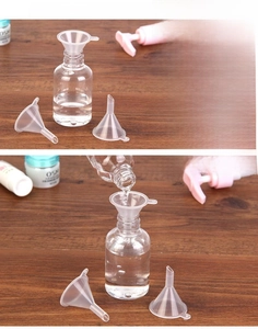 Mini plastic funnel tool for precise perfume decanting and skincare product refilling