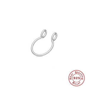 Macro detail of S925 sterling silver seamless nose ring with authentic certification seal