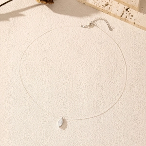 Minimalist 1ct marquise moissanite invisible fishing line necklace with S925 silver clasp
