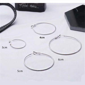 Silver hoop earrings set in four sizes 3cm to 6cm displayed on a white background