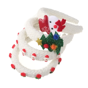 Cute Christmas headbands featuring Santa Claus, snowman, and reindeer festive designs