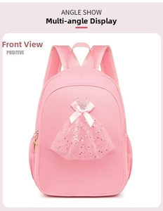 Pink ballet backpack for girls featuring sequin lace tutu and sweet decorative bow