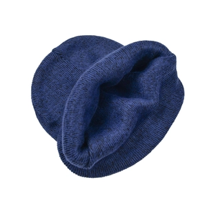 Navy blue mixed knit beanie hat with cuffed brim for outdoor warmth in winter