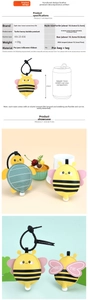Macro detail of bee and turtle squeeze charms with size comparison and material specifications