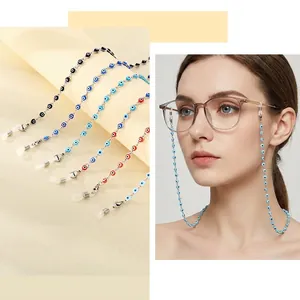 Fashionable evil eye eyewear chains in multiple colors with non-slip silicone loops