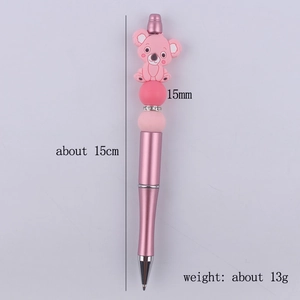 Pink cartoon koala silicone bead pen with multi-functional plastic ballpoint body