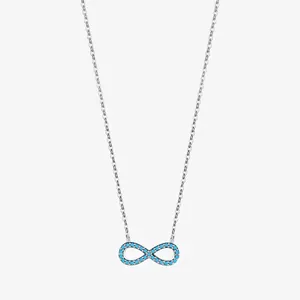 Infinity Symbol Pendant Necklace 925 Sterling Silver With Turquoise Minimalist Elegant Clavicle Chain Jewelry For Women