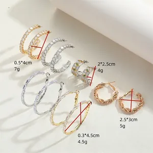 Exaggerated multi-zircon copper 14K gold plated earrings in four unique geometric styles