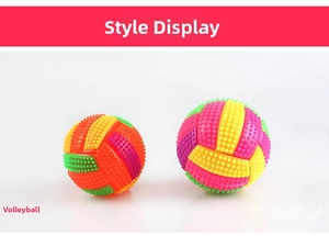 Detail of colorful spiky massage volleyball toy showing soft rubber texture and vibrant hues