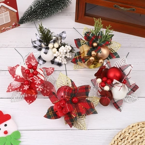 Christmas Artificial Flower Picks With Pine Cones Berries For Holiday Tree Decoration Festive Party DIY Floral Supplies