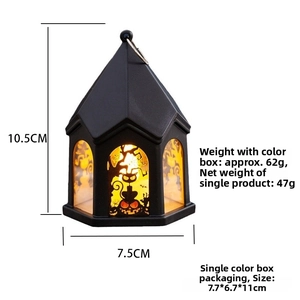 Lanterne d'Halloween avec silhouette de chat noir et citrouille, hauteur de 10,5 cm