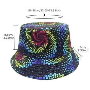Cappello da pescatore reversibile con motivo psichedelico colorato e base nera