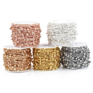 Copper Satellite Chain Bead Cross Chain Electroplated Metal Beads Link Chain For DIY Jewelry Making Necklaces Making Supplies