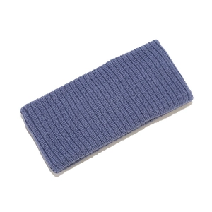 Elastic navy blue rib-knit sports headband for running and fitness yoga sessions