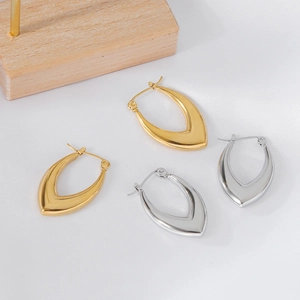 Minimalist Stainless Steel Irregular Geometric Earrings For Women High Polish Gold Silver Plated C-Shape Hoop Jewelry Gift