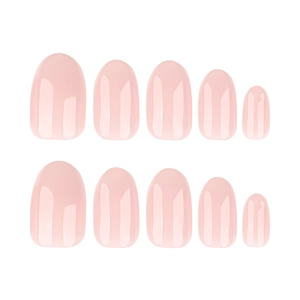 Glossy white gradient French press-on nails set in short oval shape for women