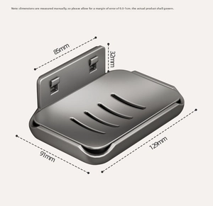 Detailed dimensions of wall-mounted dark gray space aluminum double soap holder