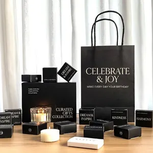 Romantic black and white scented candle gift set with hidden poem message in luxury box