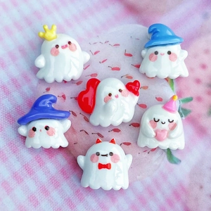 Miniature Halloween Ghost Resin Flatbacks DIY Charms For Hair Clips Earring Decor Cute Cartoon Holiday Ornament