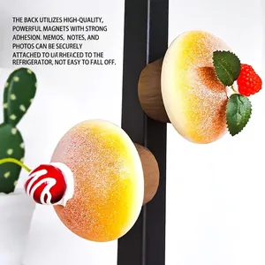 PU artificial mushroom cupcake fridge magnet with cherries and strong magnetic back