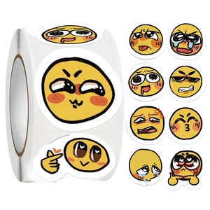 500-count funny emoji reward sticker roll for kids gifts and envelope seal decoration