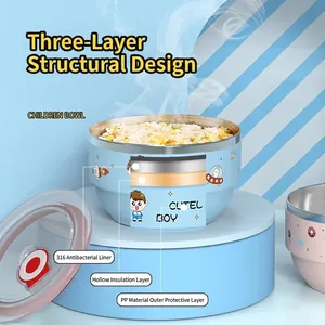Bol pour enfants en acier inox 316 avec isolation triple couche et dessins animés