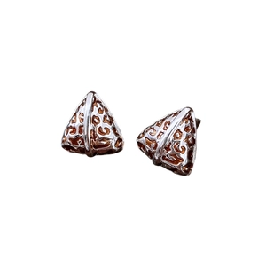 Triangle leopard print stud earrings in 14K gold plating and silver finish