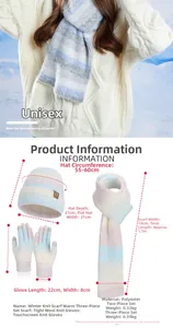 Tabella taglie set invernale da donna con misure di cappello sciarpa e guanti
