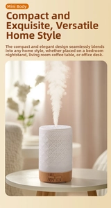 Vertical mist view of a white crackle texture humidifier with 1H 3H timer buttons