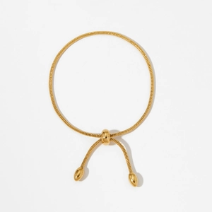 Minimalist adjustable gold snake chain bracelet with sliding clasp for daily wear