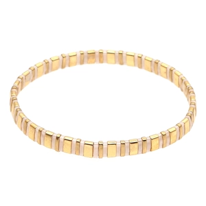 Böhmisches Tila-Perlenarmband mit gold-weißen rechteckigen Kacheln für Damen