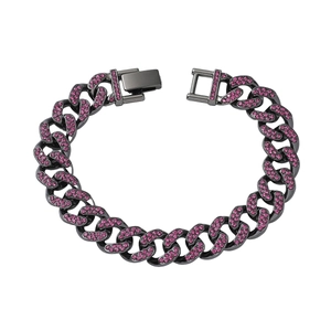 Bracelet Chaîne Cubaine Hip Hop pour Hommes Alliage Strass Complet Iced Out Punk Bijoux de Mode Chaîne en Métal Lourd Accessoire Cadeau