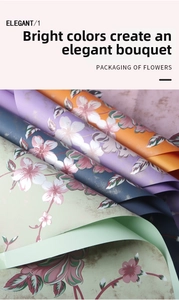 Floral waterproof wrapping paper with cherry blossom patterns for elegant bouquets