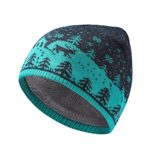 Winter knit reindeer hat for kids with thick fleece lining and snowflake pattern
