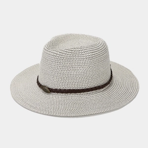 Detailed close-up of breathable woven straw texture and stylish brown decorative band