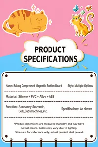 Detailed product specifications for cat-themed decompression magnetic keychain.