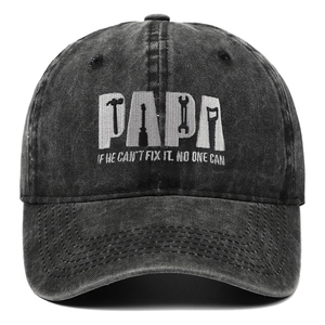 Papa Embroidered Baseball Cap Washed Cotton Vintage Distressed Adjustable Hat For Dad Father Day Gift Outdoor Casual